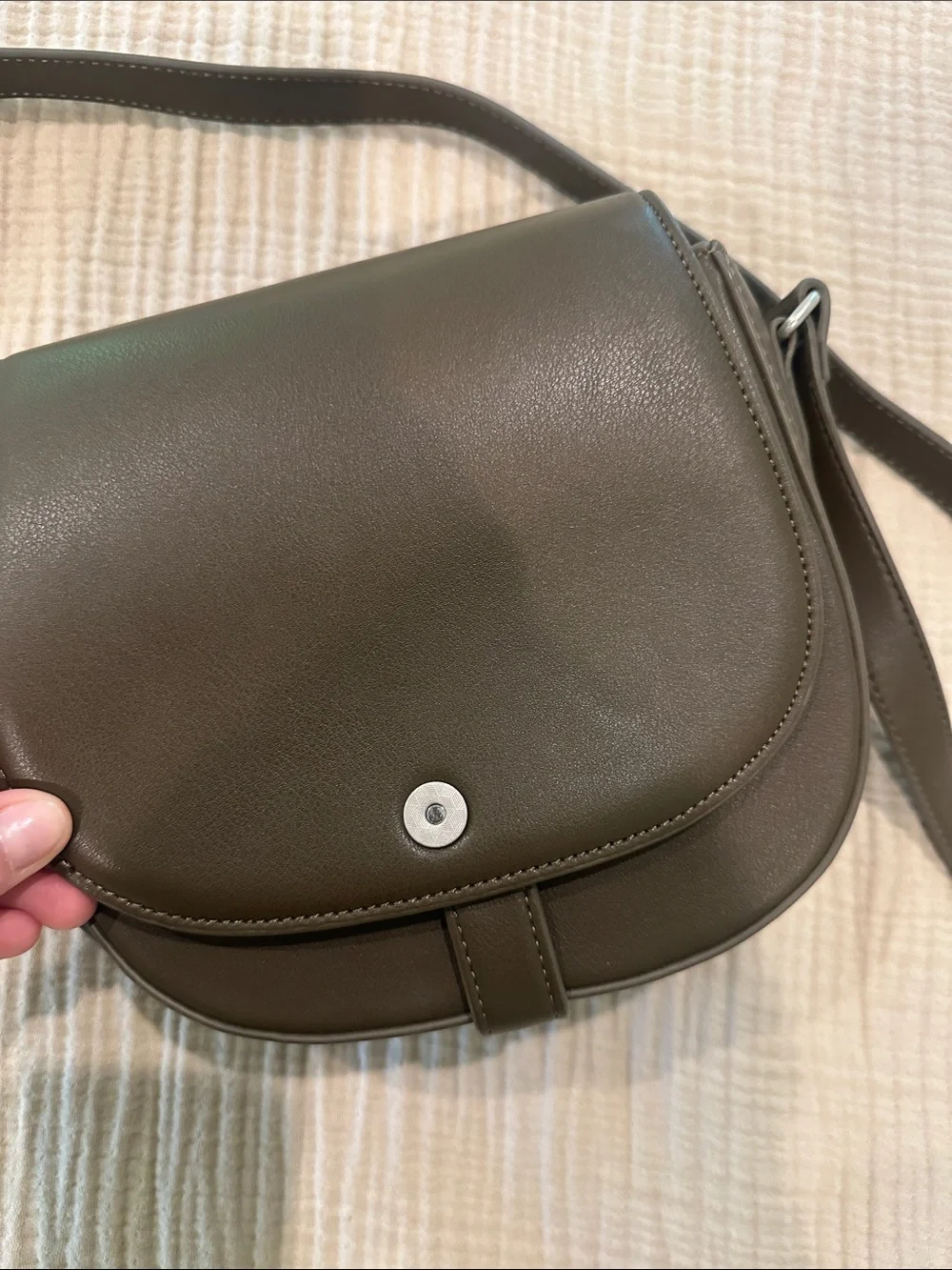 Old Navy Olive Green Saddle Crossbody Satchel